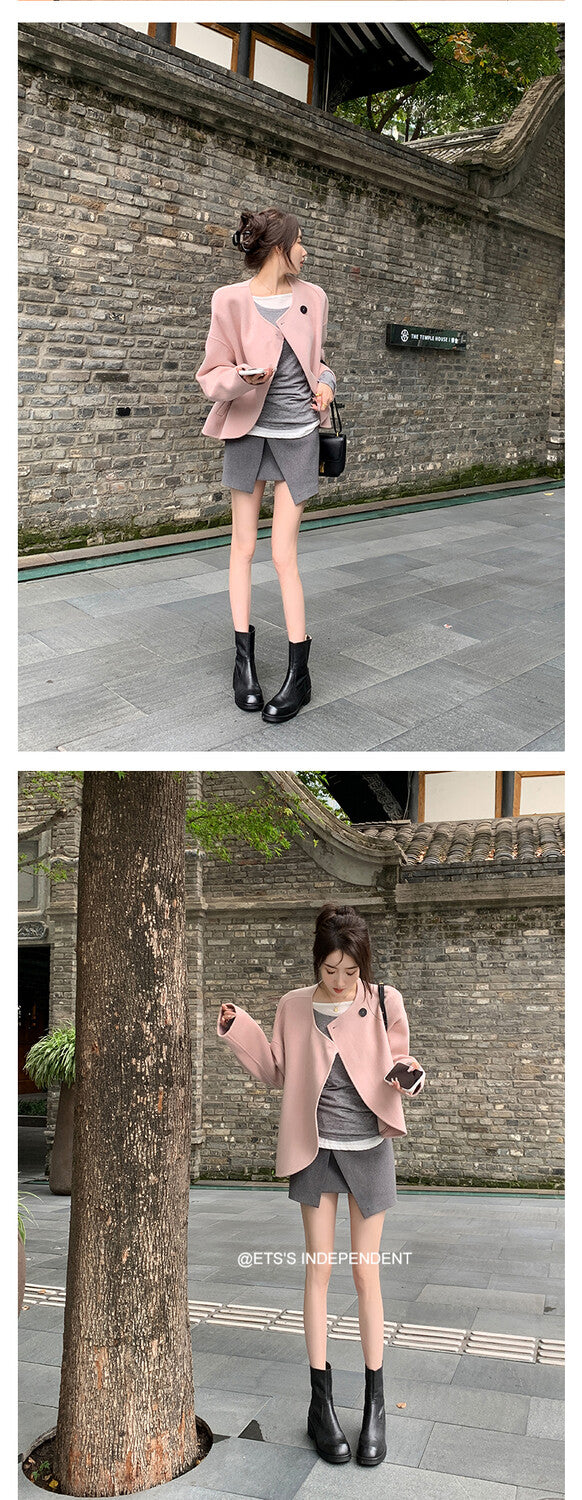 Karin Luna In Stock Spot Goods  Full-grain leather inside and out   Minimalist Texture  Round Toe Flat Bottom Basic Short Boots