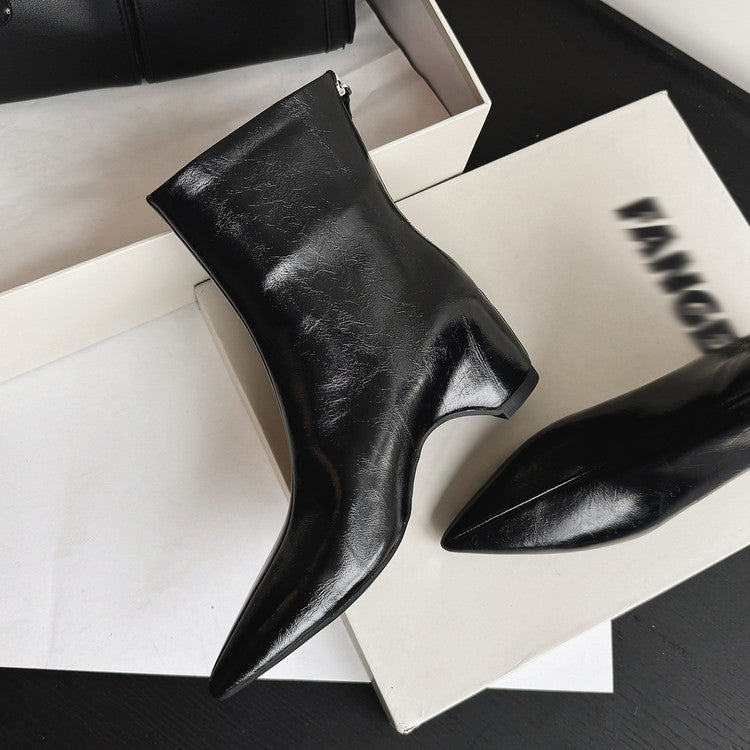 Karin Luna Versatile Elegant Style Pointed Toe Hidden Wedge Short Boots