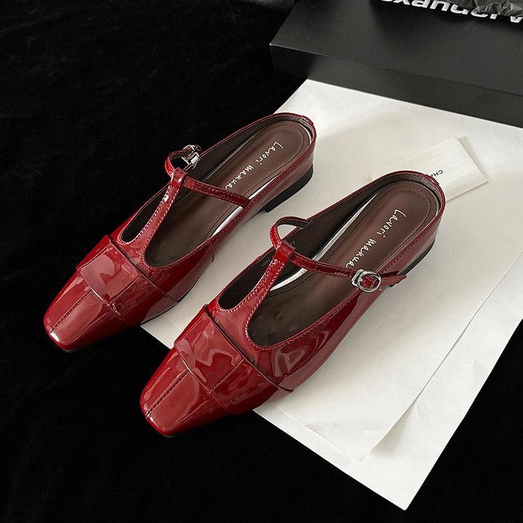 Karin Luna In Stock Spot Goods  t Square-Toed Full Leather Basic Slippers