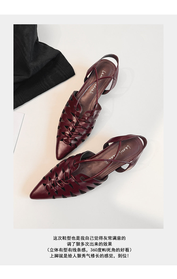 Karin Luna Braided Style ~Cross-woven Pointed Toe Closed-toe Sandals