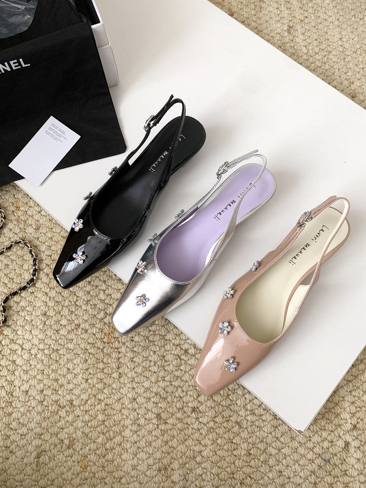 Karin Luna In Stock  Spot Goods  Rhinestone Small Square Toe Closed-Toe Sandals