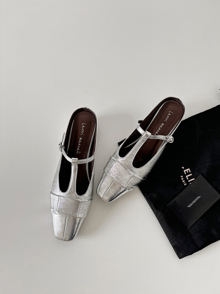 Karin Luna In Stock Spot Goods  t Square-Toed Full Leather Basic Slippers