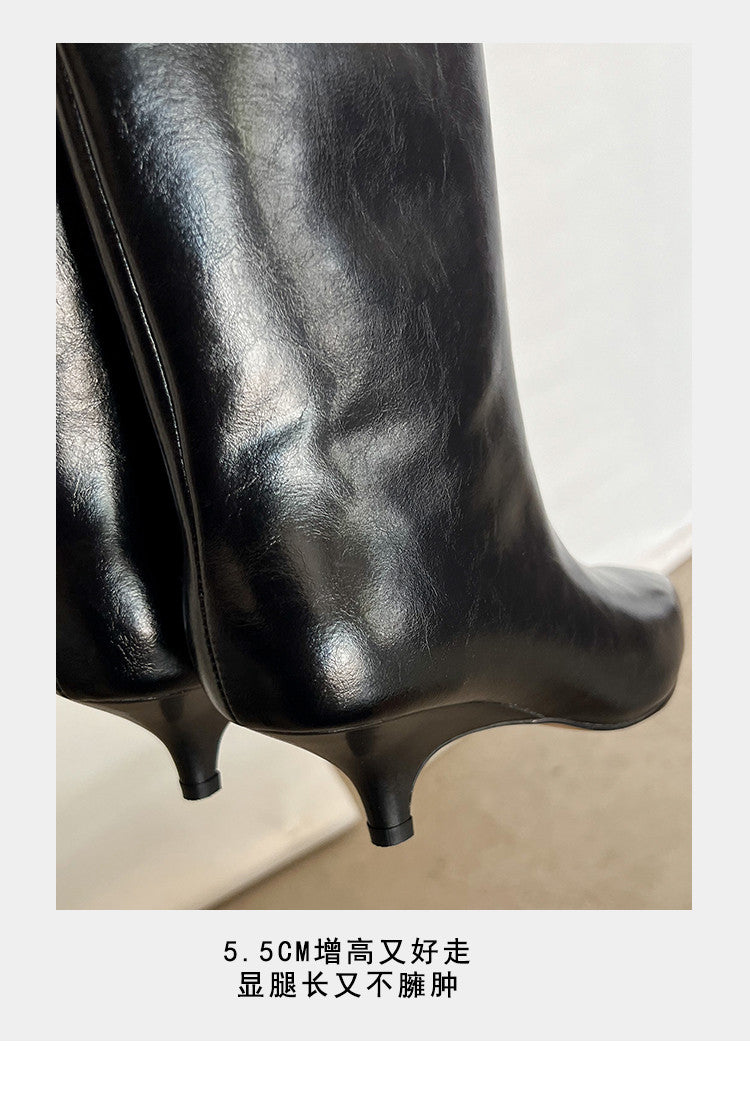 Karin Luna In Stock Spot Goods Minimalist Tube Kitten Heel Short Boots