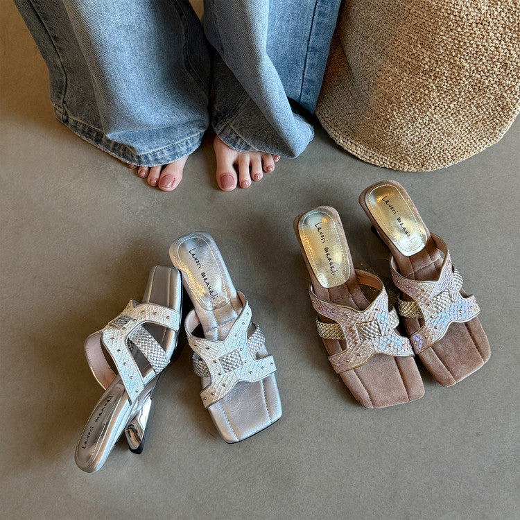 Karin Luna Fish Skin Series~ Hot-selling Square-Toe Slippers with Built-in Traffic