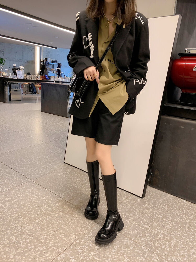 Karin Luna In Stock Spot Goods  Always in stock  Classic Basic Style Round Toe Thick Sole Knight Boots