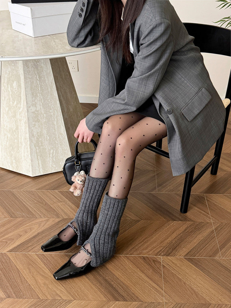 Karin Luna In Stock In Stock ~Metal One-Strap Pearl Small Square Toe Height-Increasing Flats