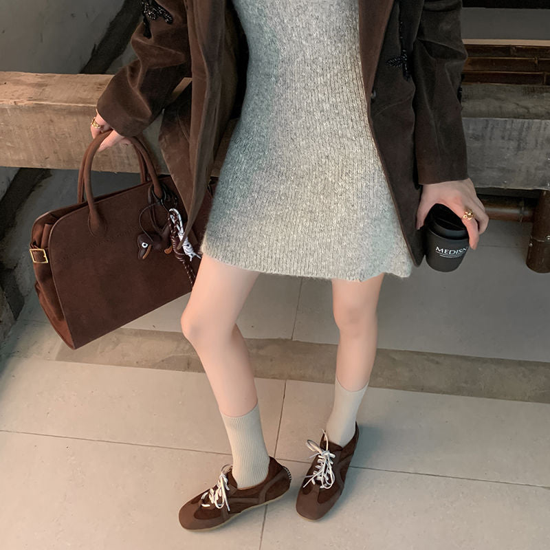 Karin Luna In Stock Spot Goods Casual Style Suede Lace-Up Height-Increasing Popular Single Shoes