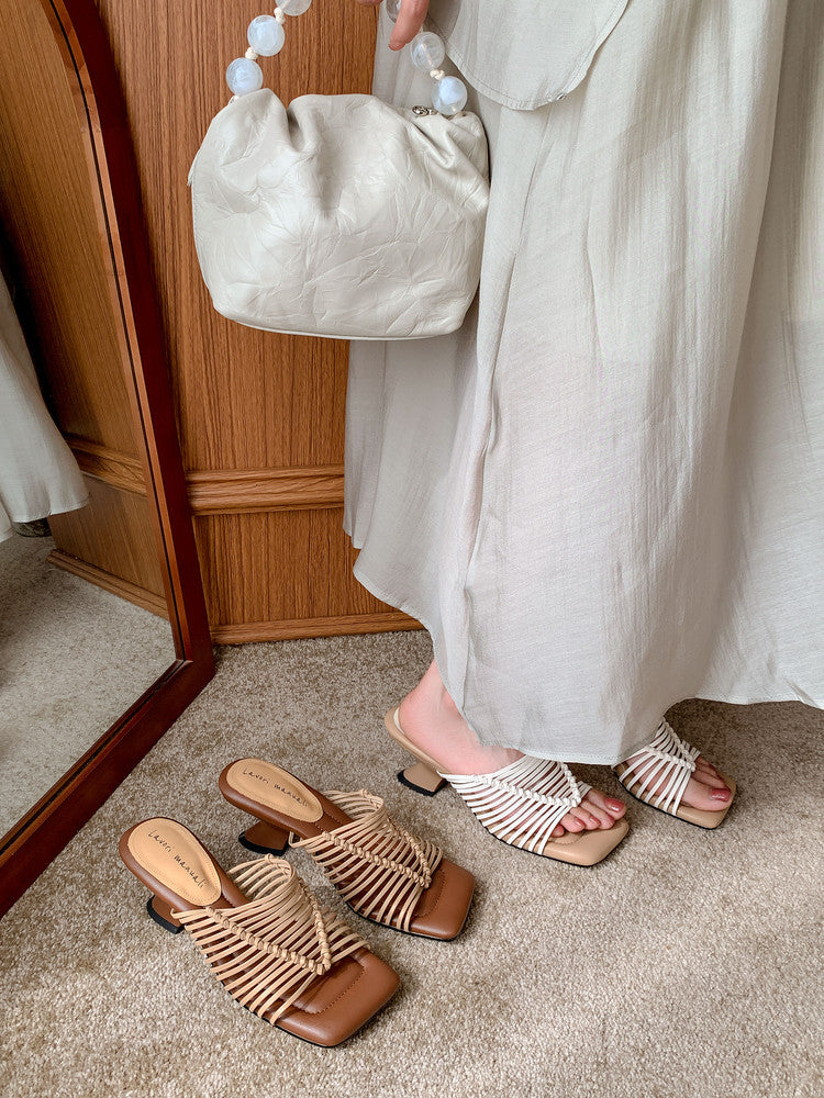 Karin Luna Bestseller Woven Vacation Style Series~ Elegant High Heel Slippers
