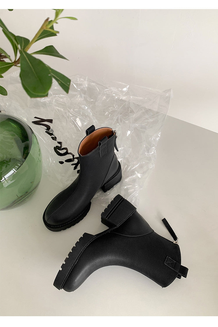 Karin Luna In Stock Versatile Round Toe Chunky Heel Ankle Boots