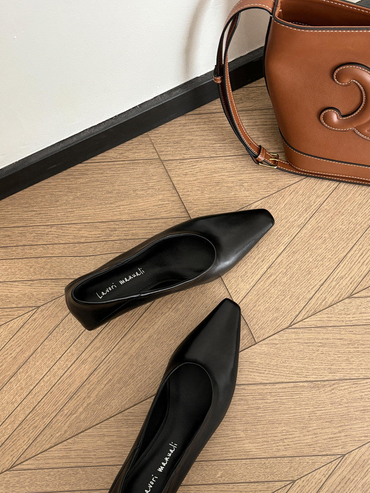Karin Luna In Stock In Stock ~Basic Versatile French Style Small Square Toe Shallow Mouth Single Shoes