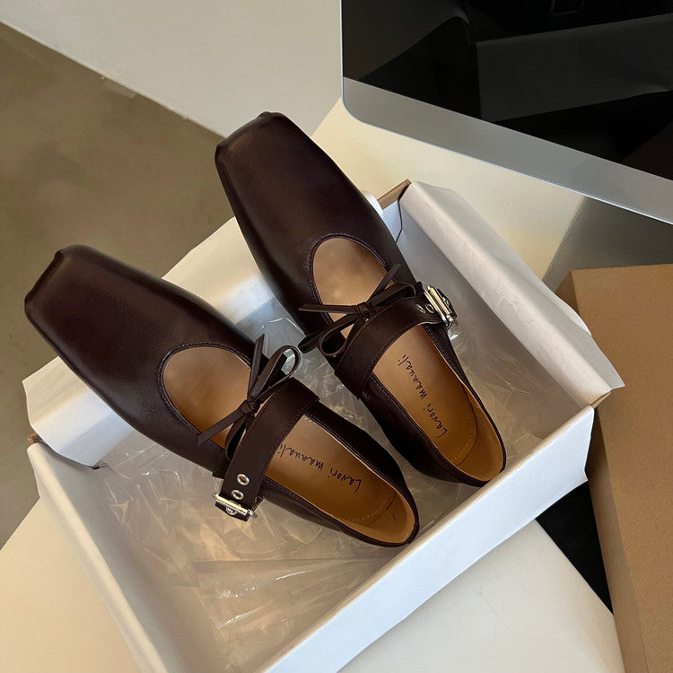 Karin Luna In Stock Spot Goods  Square Toe Internal Height Increase Detachable Bowknot