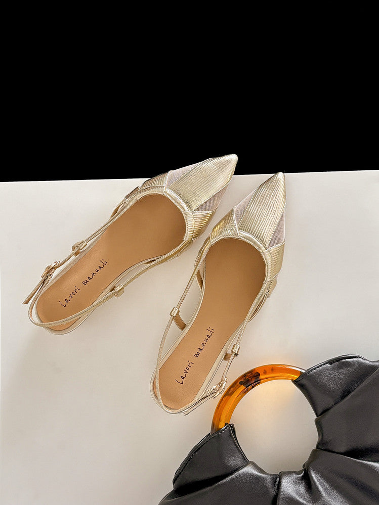 Karin Luna In Stock Spot Goods  Mesh Patchwork Pointed Toe Elegant Closed-Toe Sandals