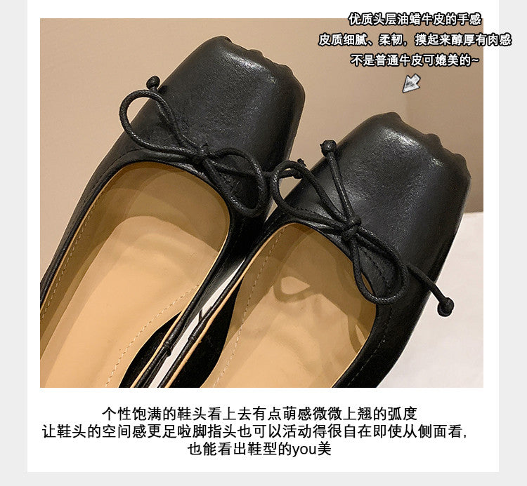 Karin Luna In Stock In Stock ~Full leather inside and out Pig Nose Bow Retro Thick Heel Mary Jane Shoes
