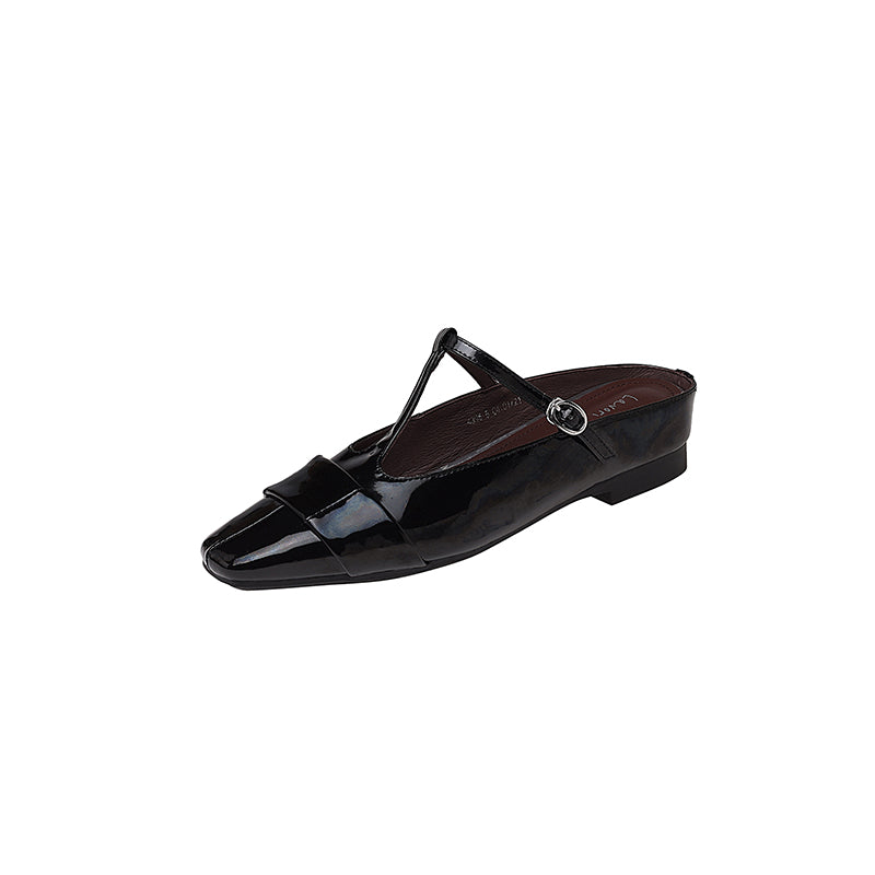 Karin Luna In Stock Spot Goods  t Square-Toed Full Leather Basic Slippers