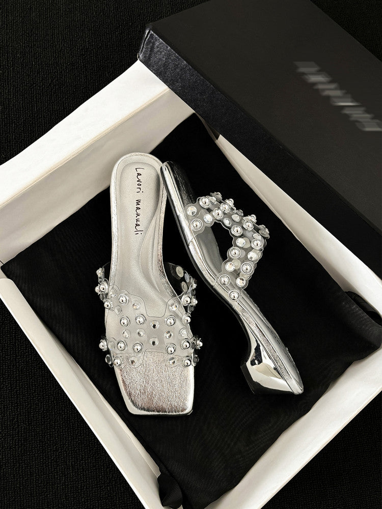 Karin Luna In Stock Spot Goods Classic versatile transparent sequin slippers
