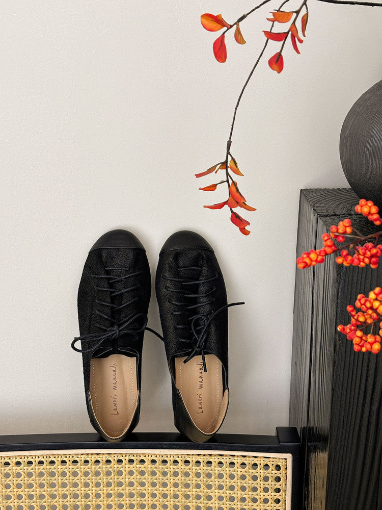 Karin Luna In Stock In Stock   Xiaohongshu Hot-Selling Lace-Up Round-Toe Deep Mouth Single Shoes