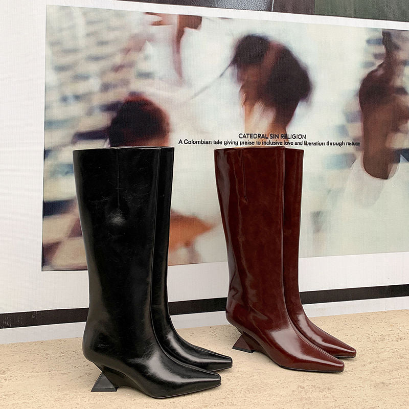 Karin Luna European and American Style Unisex Square-Toed Long Boots