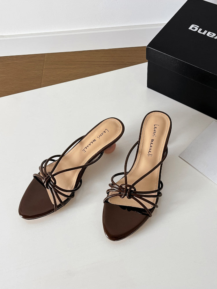 Karin Luna In Stock In Stock  In Stock Round Toe Cross Hollow Round Toe Stiletto Slippers