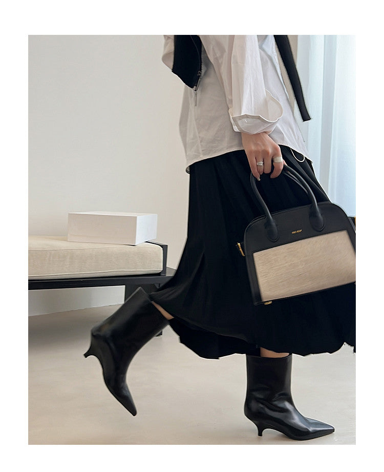 Karin Luna In Stock Spot Goods Minimalist Tube Kitten Heel Short Boots