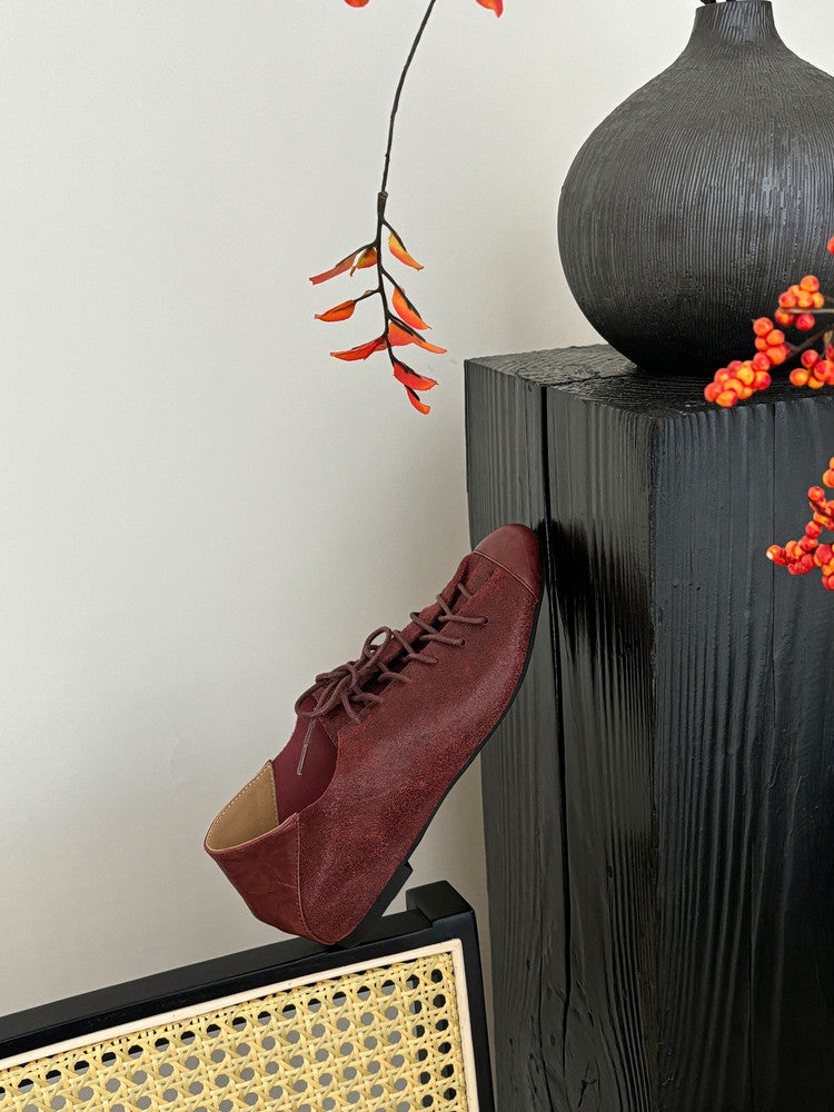 Karin Luna In Stock In Stock   Xiaohongshu Hot-Selling Lace-Up Round-Toe Deep Mouth Single Shoes