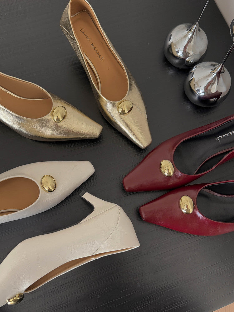 Karin Luna In Stock In Stock ~Basic Versatile French Style Small Square Toe Shallow Mouth Single Shoes