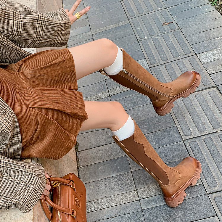 Karin Luna In Stock Versatile Irregular Stretch Fabric Long Boots