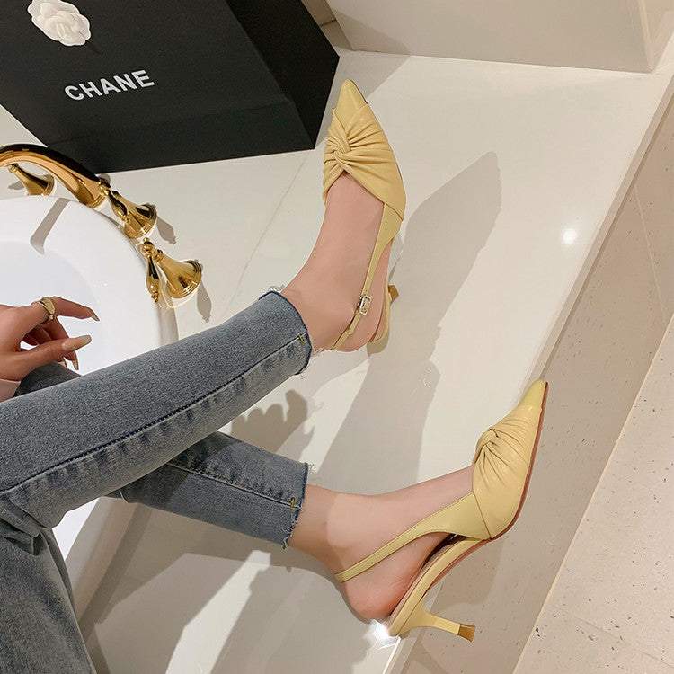 Karin Luna In Stock In Stock  Exquisite Pointed Toe Backless Closed-Toe Stiletto Sandals