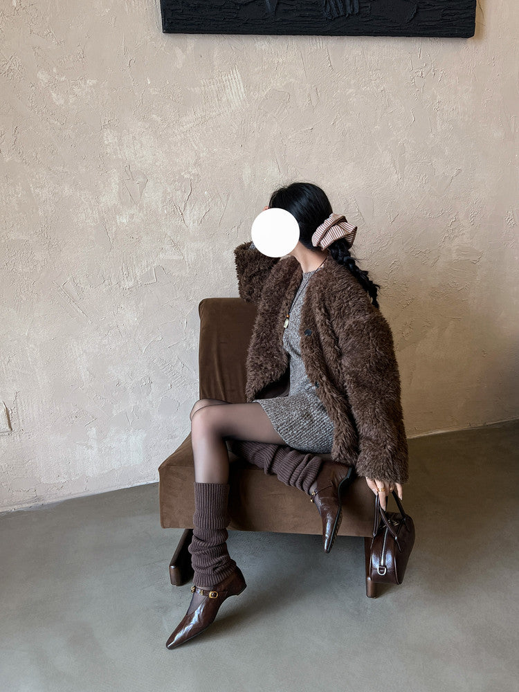 Karin Luna In Stock Spot Goods    Retro Classic Metal Camellia Irregular Heel Single Shoes