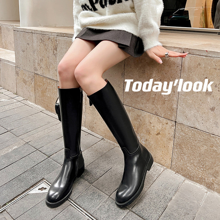 Karin Luna In Stock In-stock Basic Classic Timeless Round Toe Casual Riding Boots