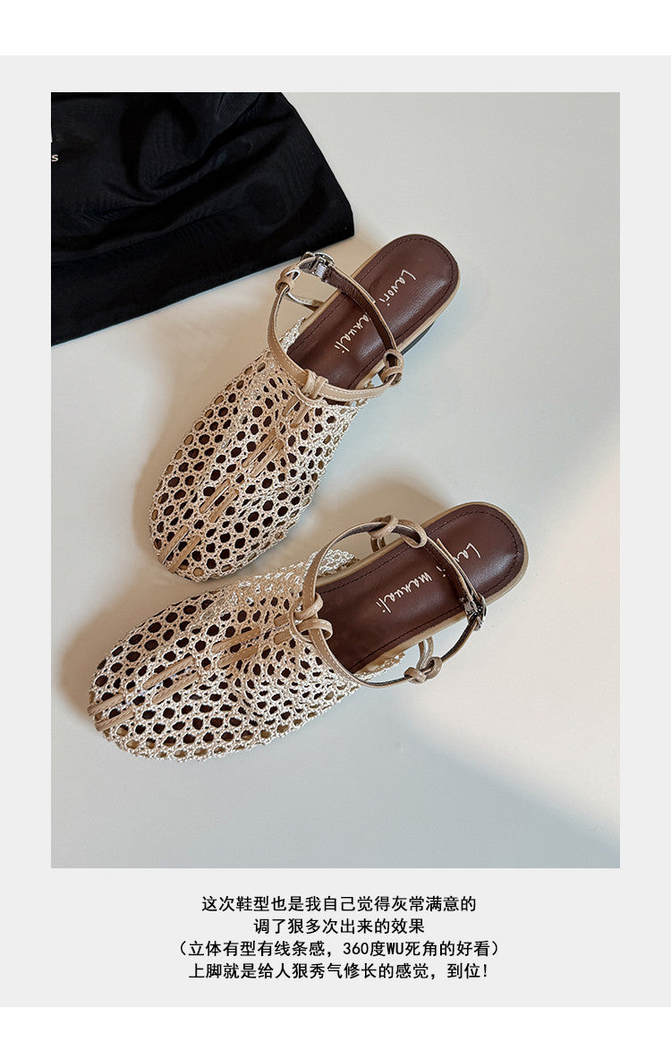 Karin Luna In Stock Spot Goods  Resort Style Series~Casual woven closed-toe flat sandals