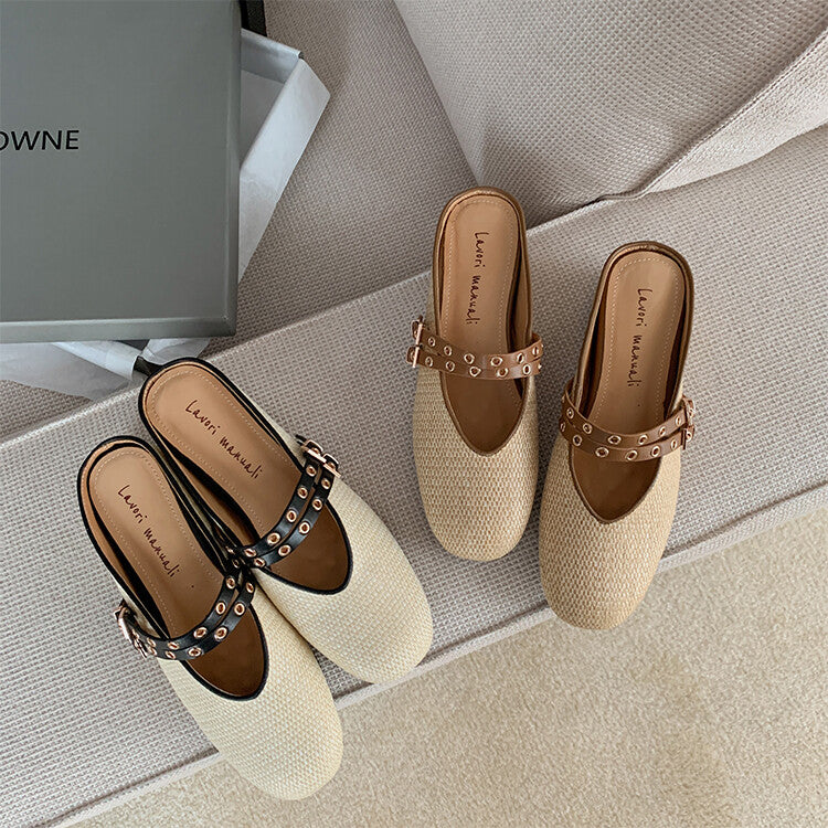 Karin Luna  Closed-Toe Woven Style Height-Increasing Slippers
