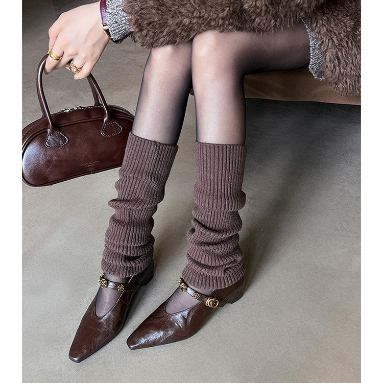 Karin Luna In Stock Spot Goods    Retro Classic Metal Camellia Irregular Heel Single Shoes