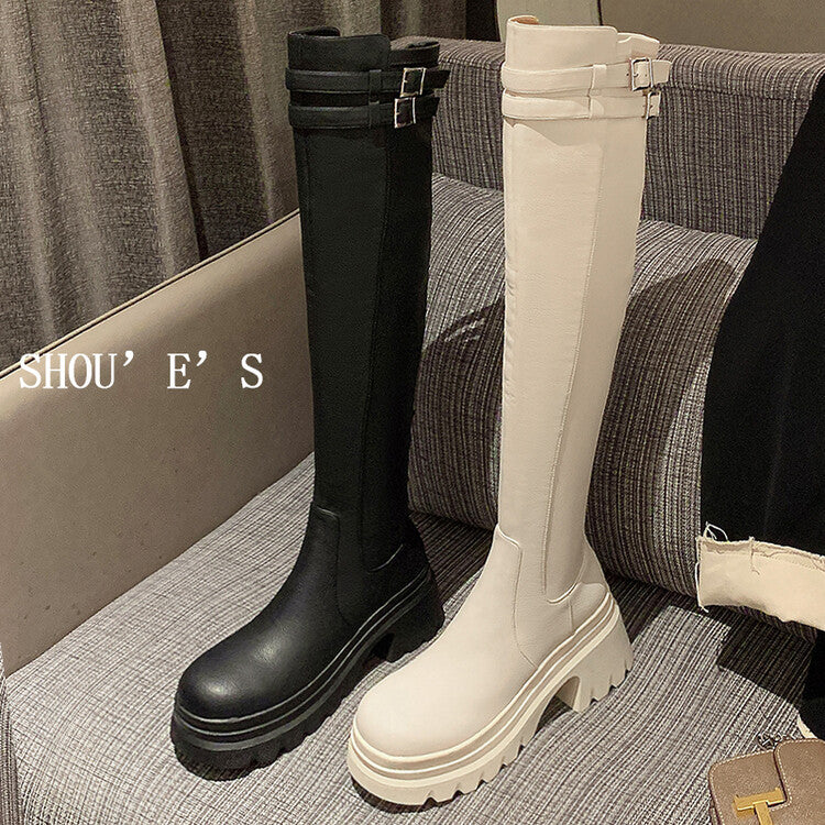 Karin Luna In Stock is the Way to Go！ Basic Thick-Soled Over-the-Knee Boots Super Soft Sheepskin Classic