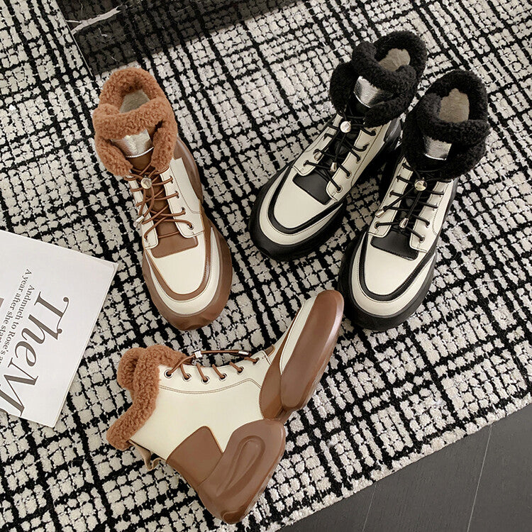 Karin Luna In Stock  Spot Goods  Hot-selling Sports Thick Sole Thickened Fur Snow Boots Full cowhide