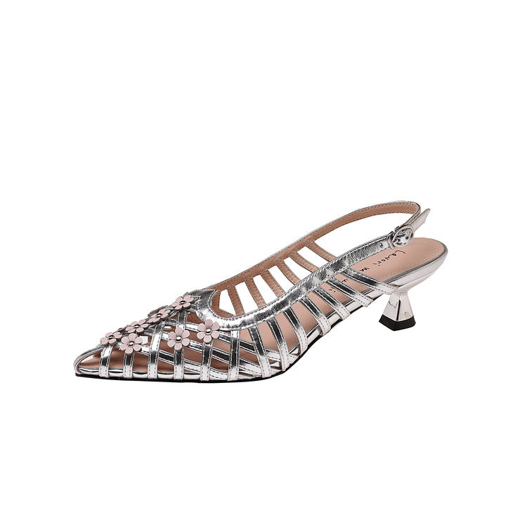 Karin Luna In Stock Spot Goods  Purely Handmade Flowers High-end Hollow Out Sandals