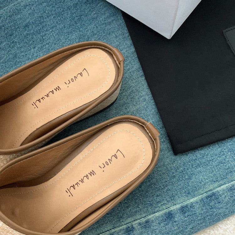 Karin Luna In Stock Spot Goods Baotou Vacation Style Height-Increasing Slippers