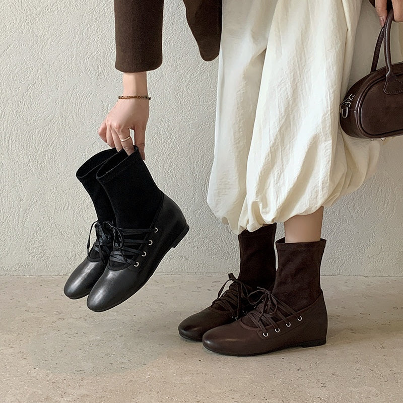 Karin Luna Round Toe Internal Height Increase Lace-up Ankle Boots