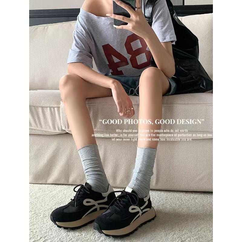 Karin Luna Casual Shoes Series~  In Stock Hot-Selling Versatile Lace-Up Thick-Soled Deep Mouth Single Shoes