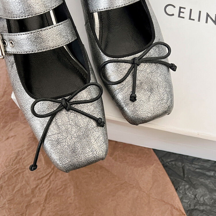 Karin Luna Future Sense silver~Spot Goods Spot Goods Hot-selling Bowknot Retro Belt Buckle Ballet Mary Jane Shoes