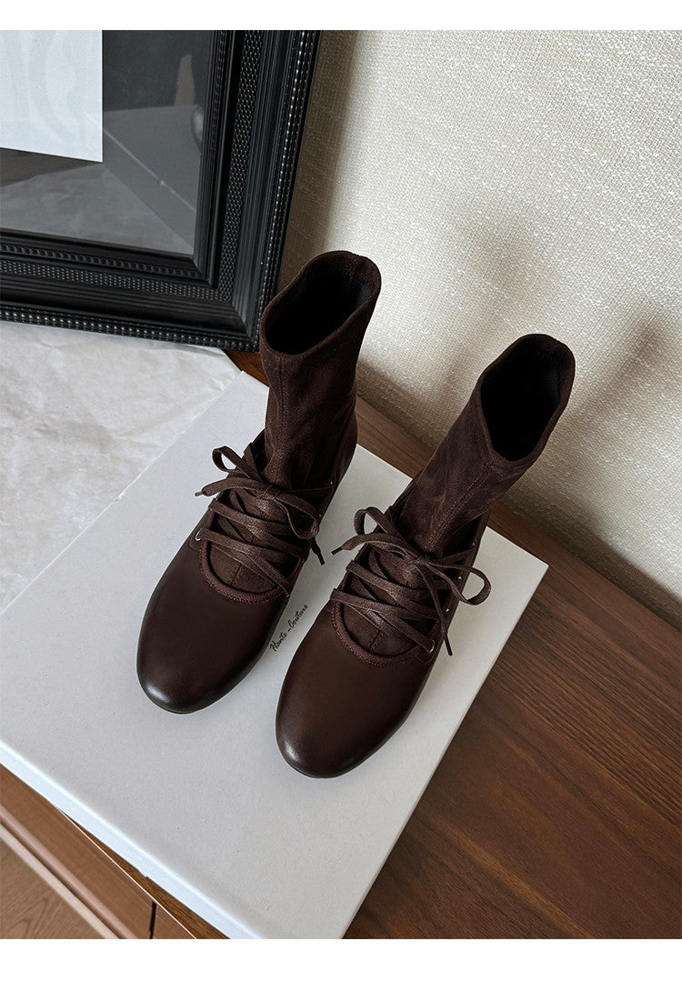 Karin Luna Round Toe Internal Height Increase Lace-up Ankle Boots