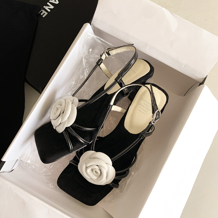 Karin Luna Exquisite Camellia ~French Retro Open-Toe Sandals