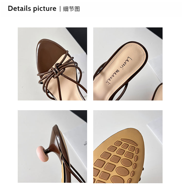 Karin Luna In Stock In Stock  In Stock Round Toe Cross Hollow Round Toe Stiletto Slippers