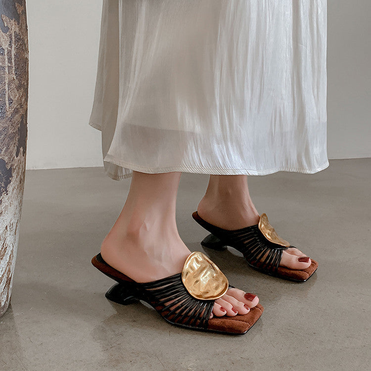 Karin Luna Bestseller Popular New Image  Comes with data plan included Resort Style Irregular Heel Thin Strap Slippers