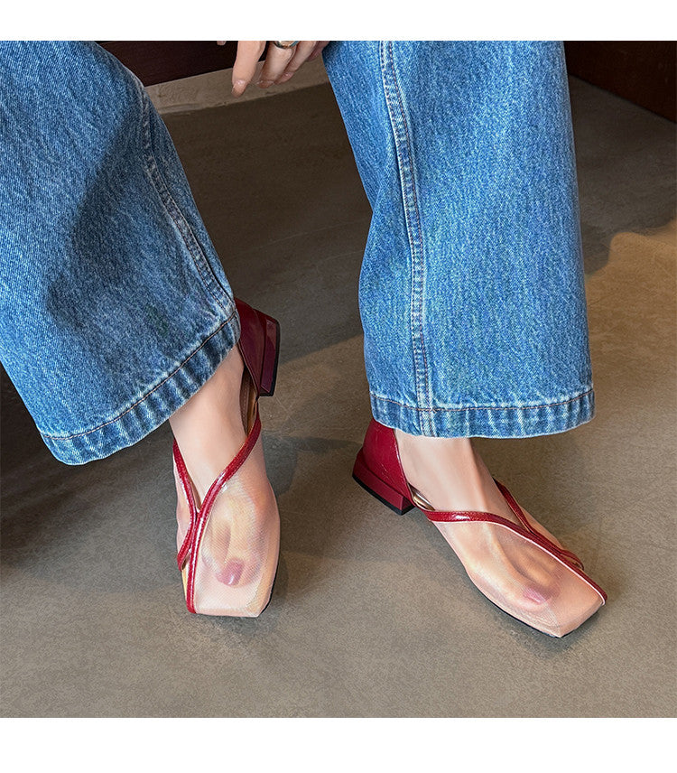 Karin Luna In Stock Spot Goods  Square Toe Mesh Sandals
