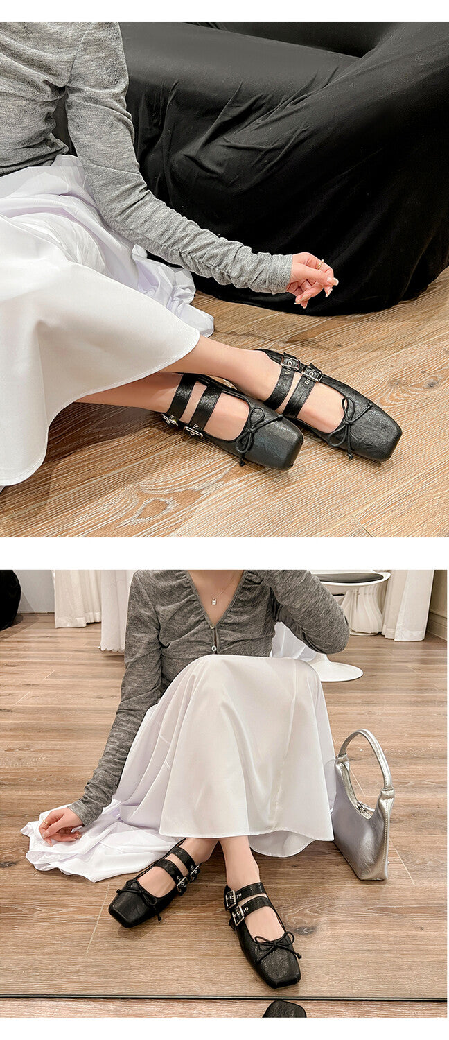 Karin Luna Future Sense silver~Spot Goods Spot Goods Hot-selling Bowknot Retro Belt Buckle Ballet Mary Jane Shoes