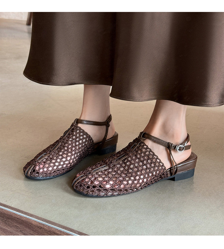 Karin Luna In Stock Spot Goods  Resort Style Series~Casual woven closed-toe flat sandals
