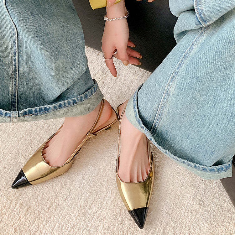 Karin Luna In Stock 24New Year's stock is now available Color Block Pointed Toe Full Leather Sandals