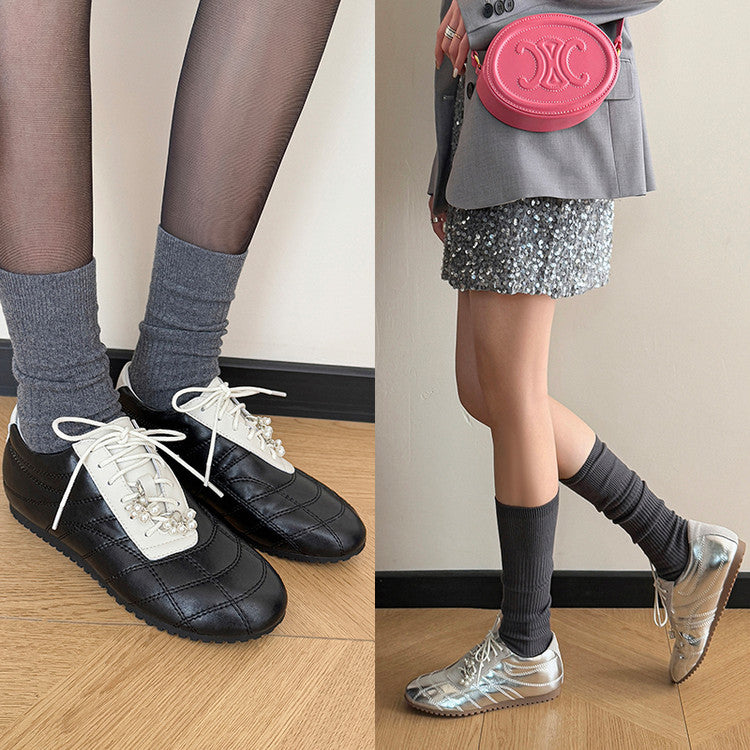 Karin Luna Casual Shoes Series~  In stock Xiaohongshu Hot-Selling Lace-Up Thick-Soled Deep Mouth Single Shoes