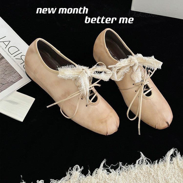 Karin Luna In Stock In Stock  Xiaohongshu Hot Sale Full Leather Round Toe Deep Mouth Single Shoes