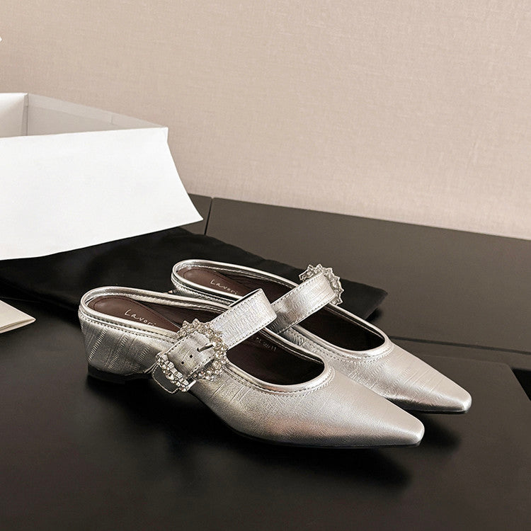 Karin Luna In Stock Spot Goods Full Layer Rhinestone Exquisite Closed-Toe Slippers